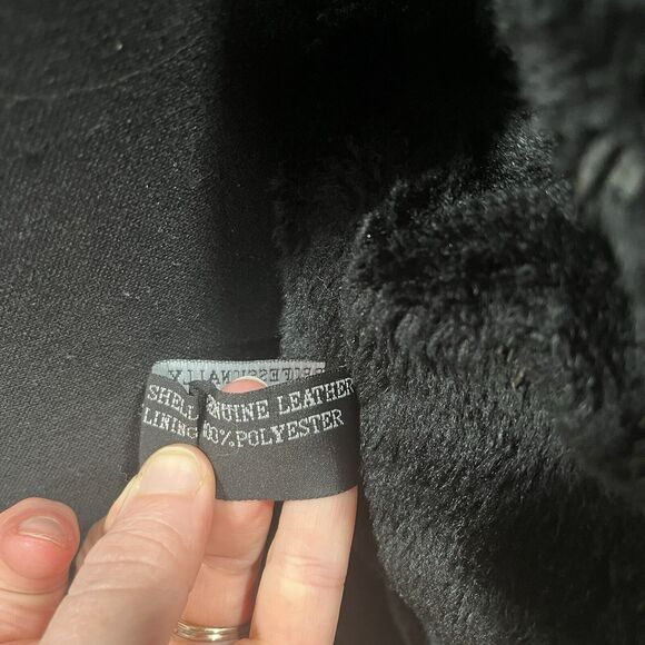 The Connection New York Genuine Leather Jacket Black Faux Fur Lined Size Medium - Picture 7 of 9